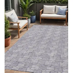 Photo of Lilac And Ivory Geometric Washable Indoor Outdoor Area Rug