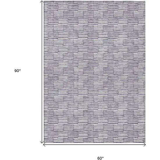 Lilac And Ivory Geometric Washable Indoor Outdoor Area Rug Photo 3