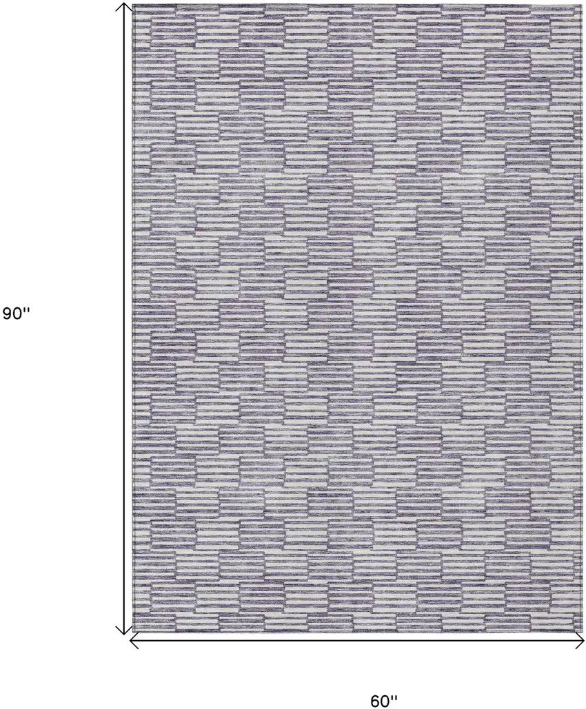 Lilac And Ivory Geometric Washable Indoor Outdoor Area Rug Photo 3