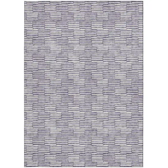 Lilac And Ivory Geometric Washable Indoor Outdoor Area Rug Photo 6
