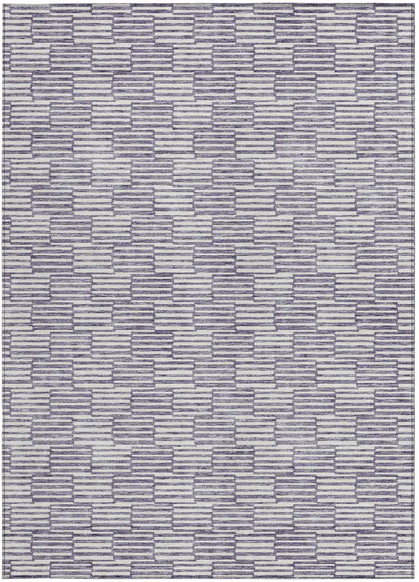 Lilac And Ivory Geometric Washable Indoor Outdoor Area Rug Photo 6