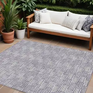 Photo of Lilac And Ivory Geometric Washable Indoor Outdoor Area Rug