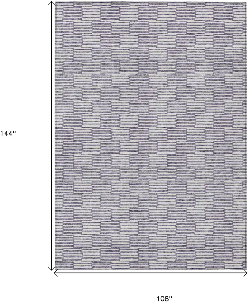 Lilac And Ivory Geometric Washable Indoor Outdoor Area Rug Photo 3