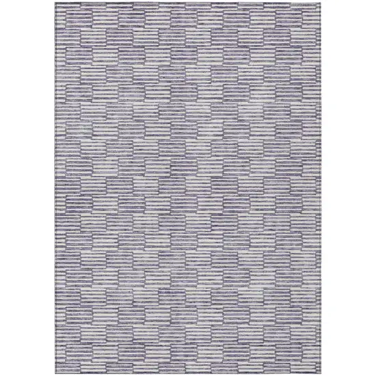 Lilac And Ivory Geometric Washable Indoor Outdoor Area Rug Photo 2