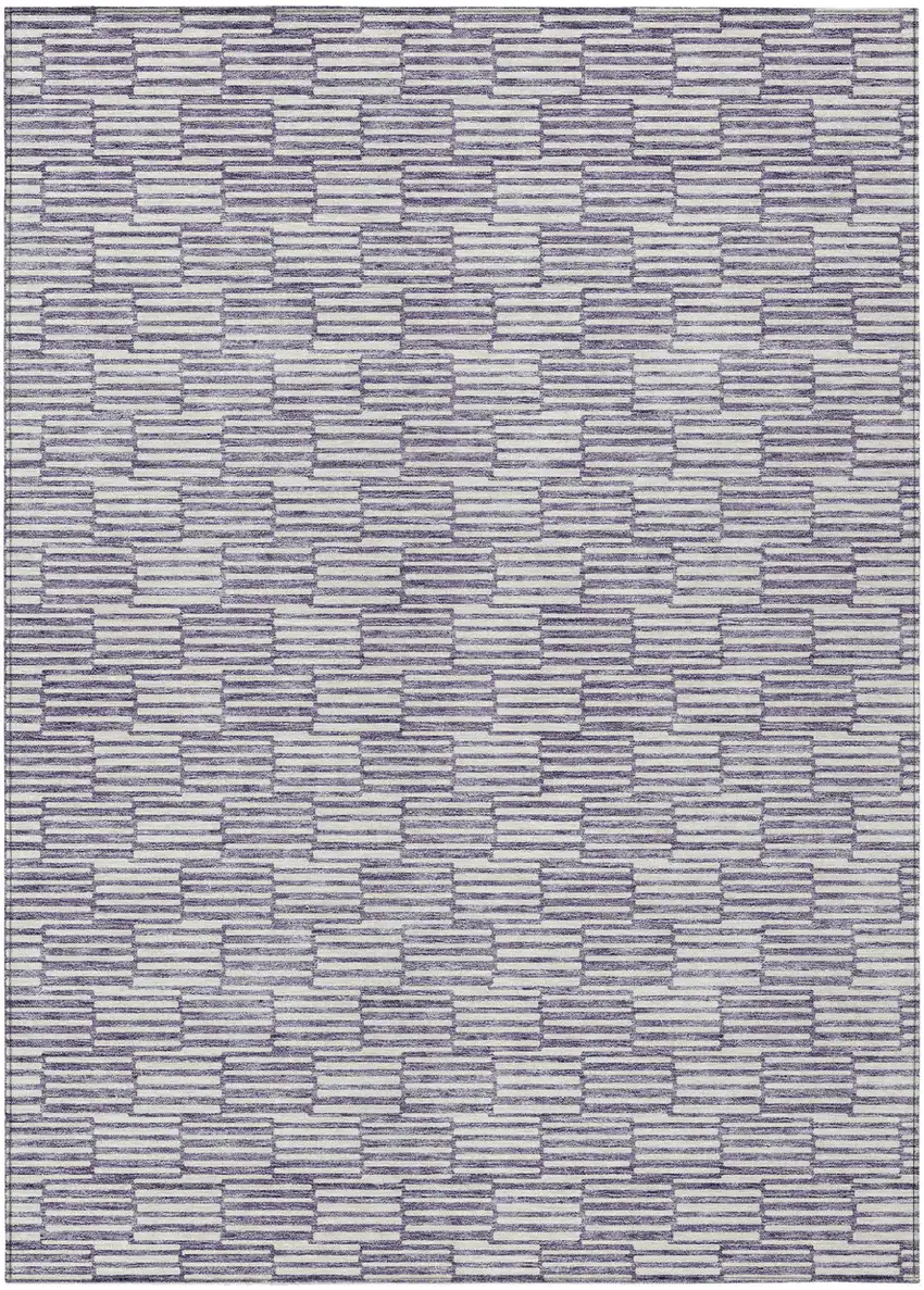Lilac And Ivory Geometric Washable Indoor Outdoor Area Rug Photo 2