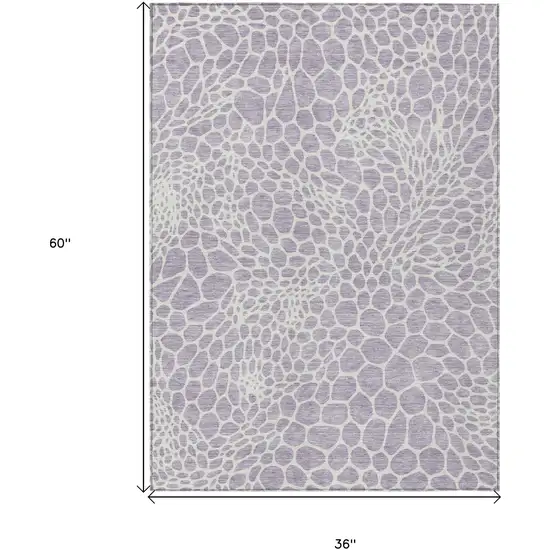 Lilac And Ivory Geometric Washable Indoor Outdoor Area Rug Photo 3