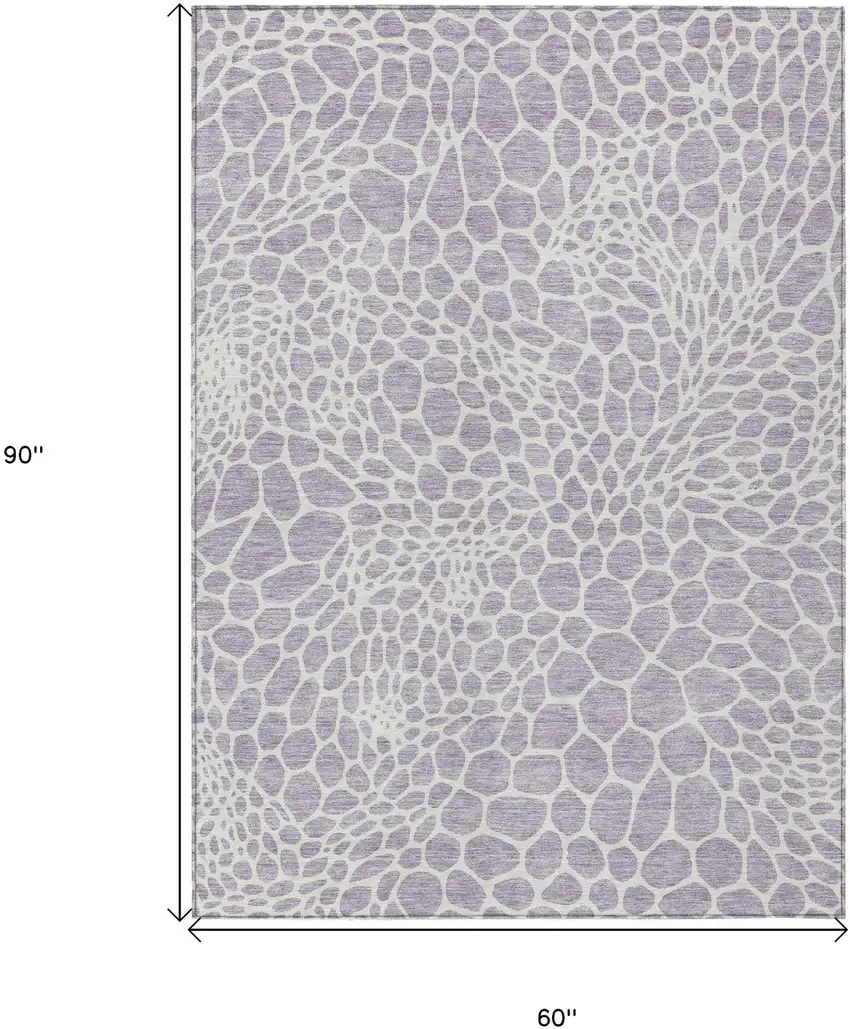 Lilac And Ivory Geometric Washable Indoor Outdoor Area Rug Photo 3