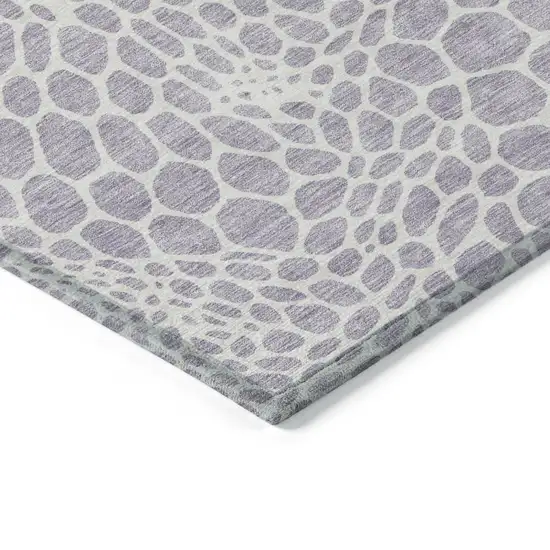 Lilac And Ivory Geometric Washable Indoor Outdoor Area Rug Photo 5