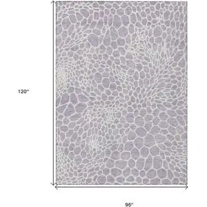 Photo of Lilac And Ivory Geometric Washable Indoor Outdoor Area Rug