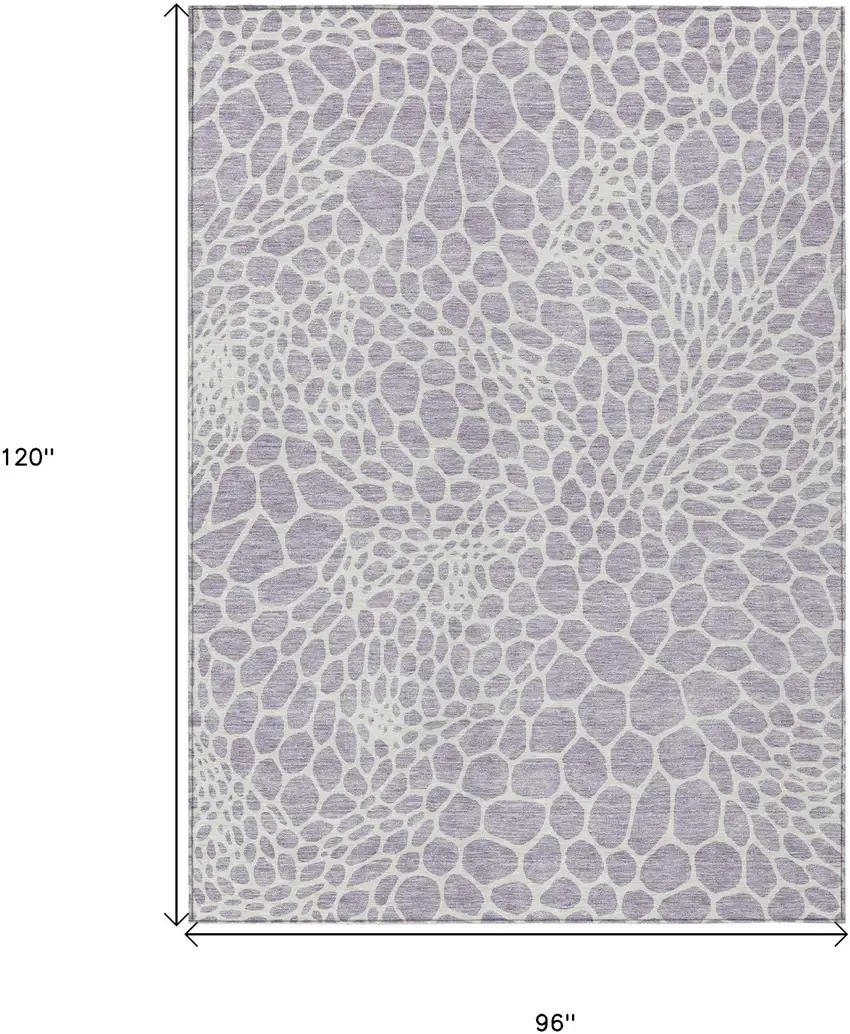 Lilac And Ivory Geometric Washable Indoor Outdoor Area Rug Photo 3