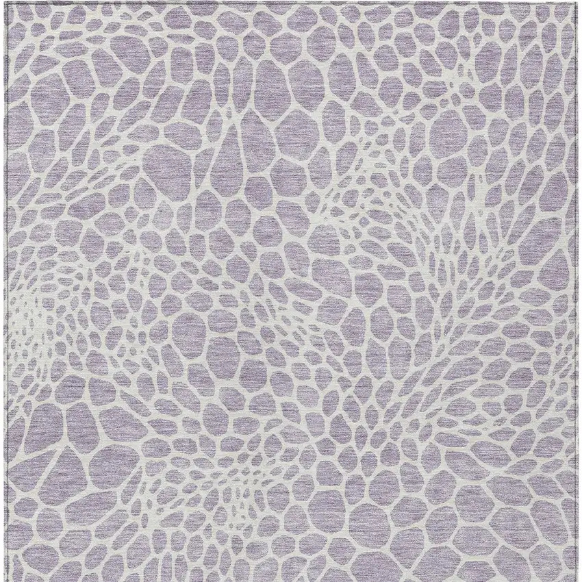 Lilac And Ivory Geometric Washable Indoor Outdoor Area Rug Photo 7