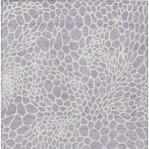 Photo of Lilac And Ivory Geometric Washable Indoor Outdoor Area Rug