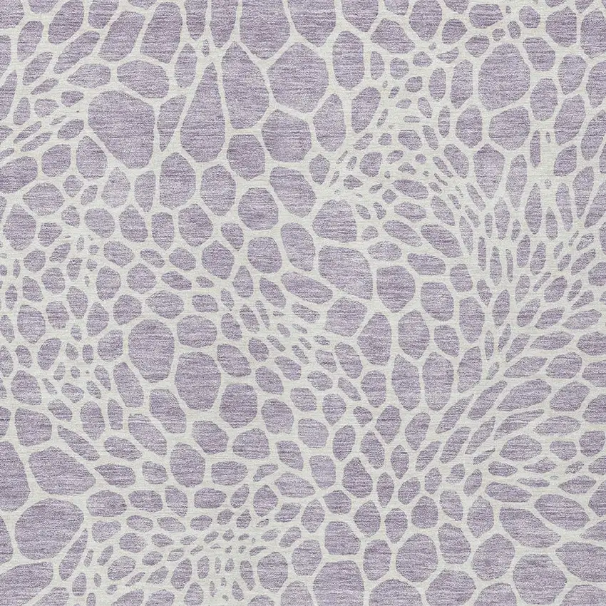 Lilac And Ivory Geometric Washable Indoor Outdoor Area Rug Photo 6