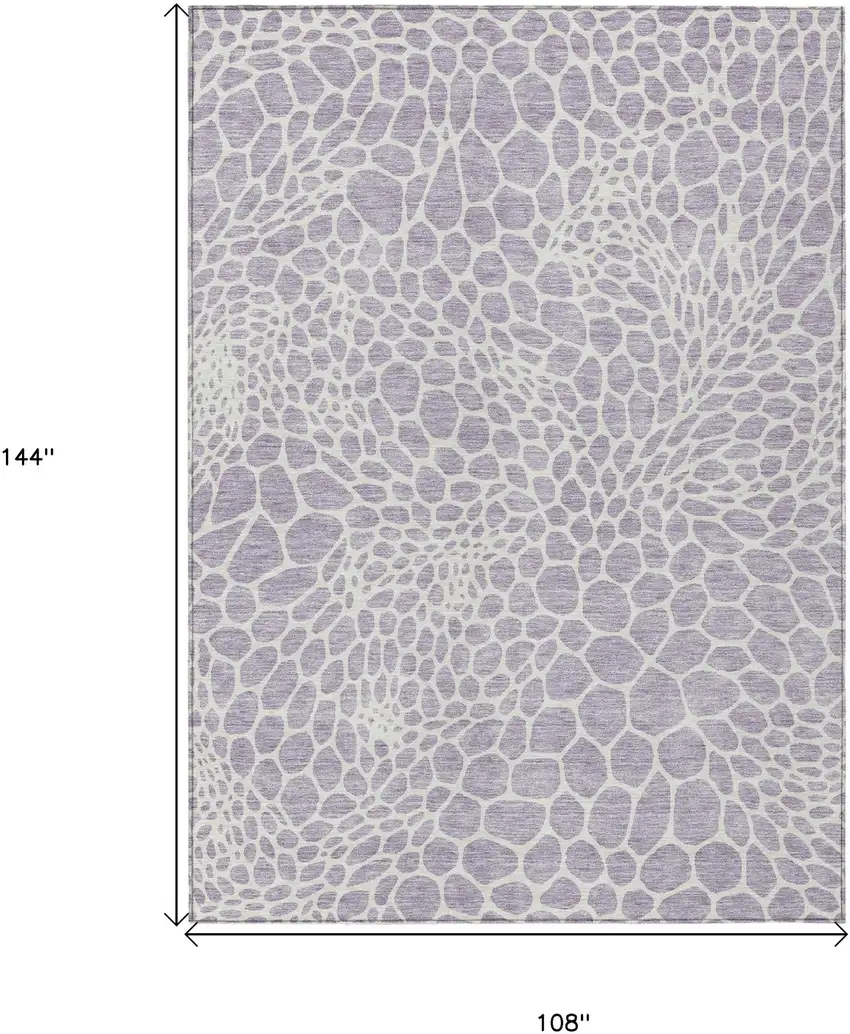 Lilac And Ivory Geometric Washable Indoor Outdoor Area Rug Photo 3