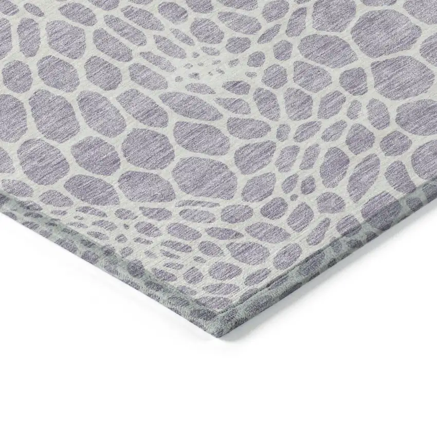 Lilac And Ivory Geometric Washable Indoor Outdoor Area Rug Photo 5