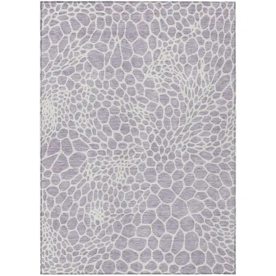Lilac And Ivory Geometric Washable Indoor Outdoor Area Rug Photo 2