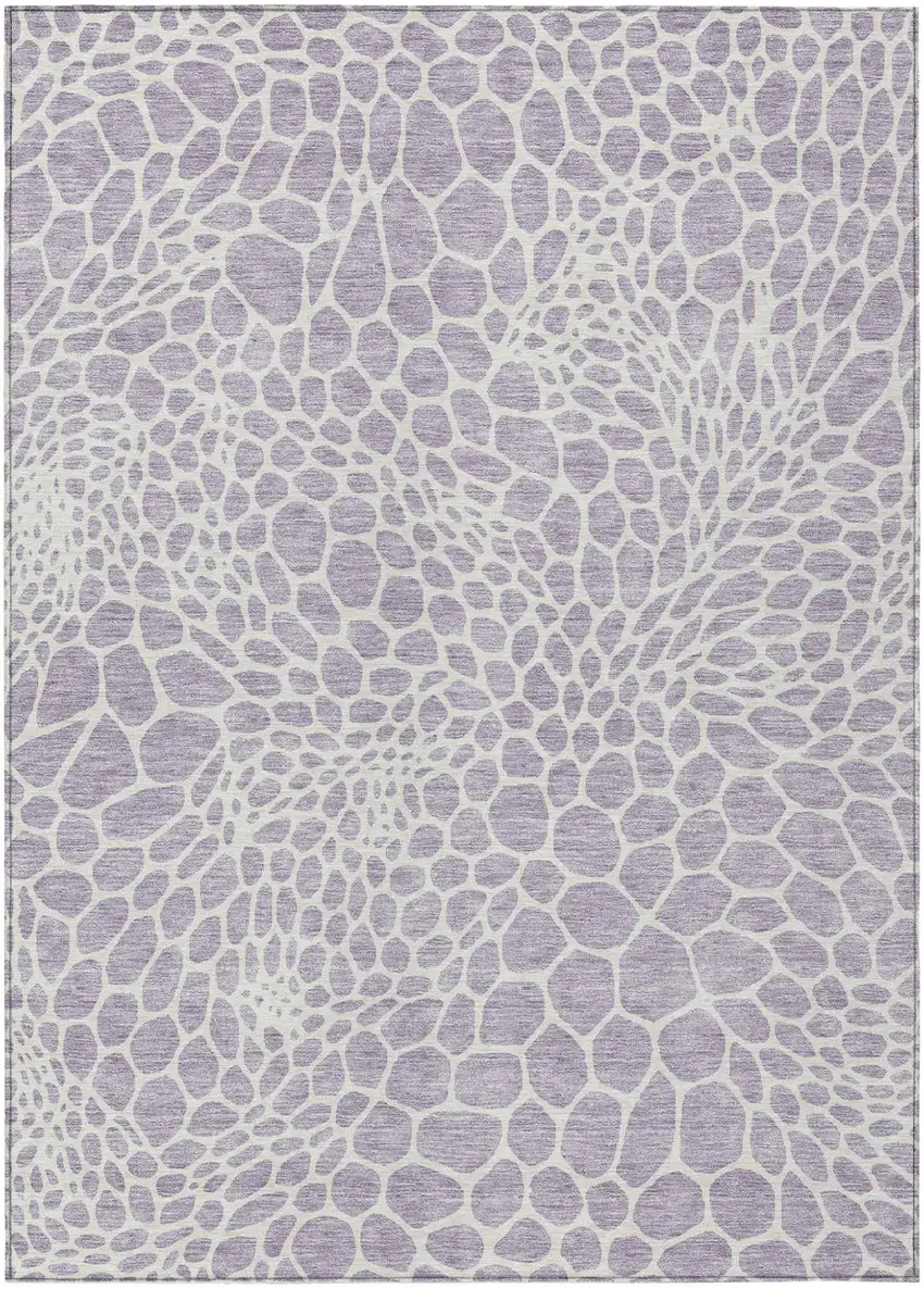 Lilac And Ivory Geometric Washable Indoor Outdoor Area Rug Photo 2