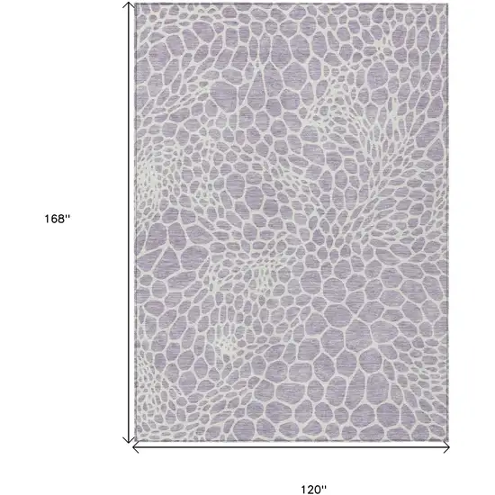 Lilac And Ivory Geometric Washable Indoor Outdoor Area Rug Photo 3