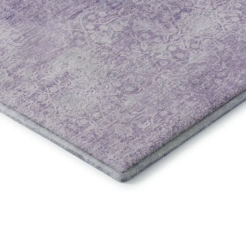 Lilac And Ivory Oriental Washable Area Rug With UV Protection Photo 9