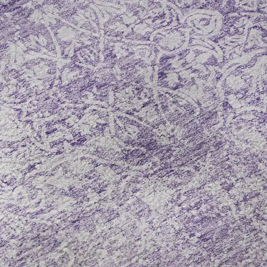 Lilac And Ivory Oriental Washable Area Rug With UV Protection Photo 1