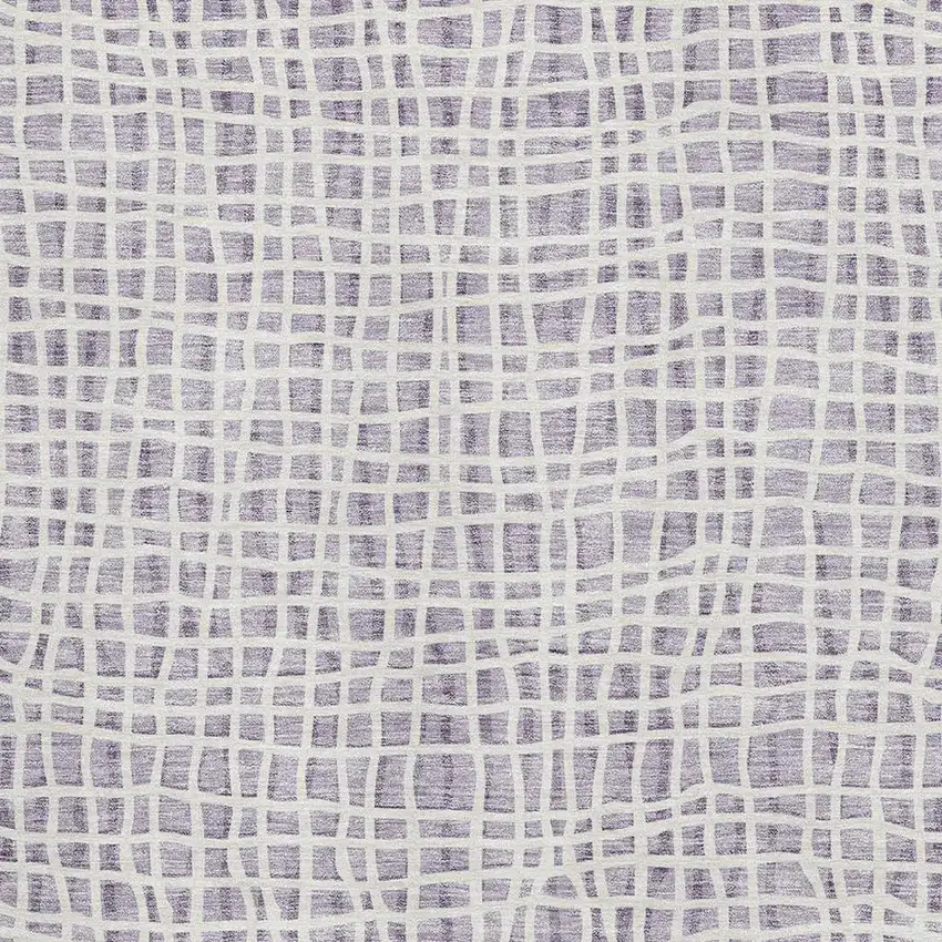 Lilac And Ivory Striped Washable Area Rug With UV Protection Photo 3