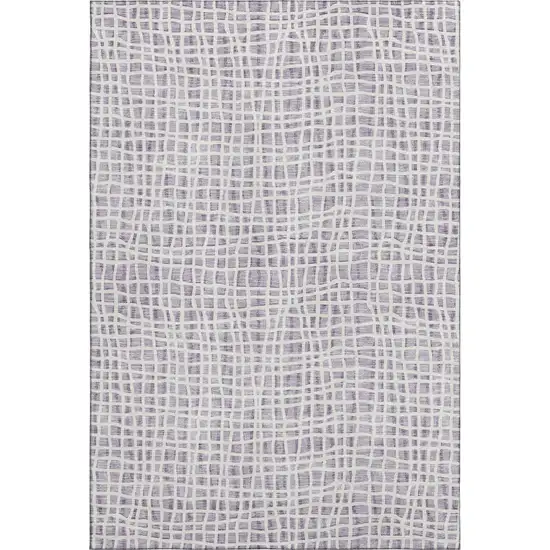 Lilac And Ivory Striped Washable Area Rug With UV Protection Photo 1