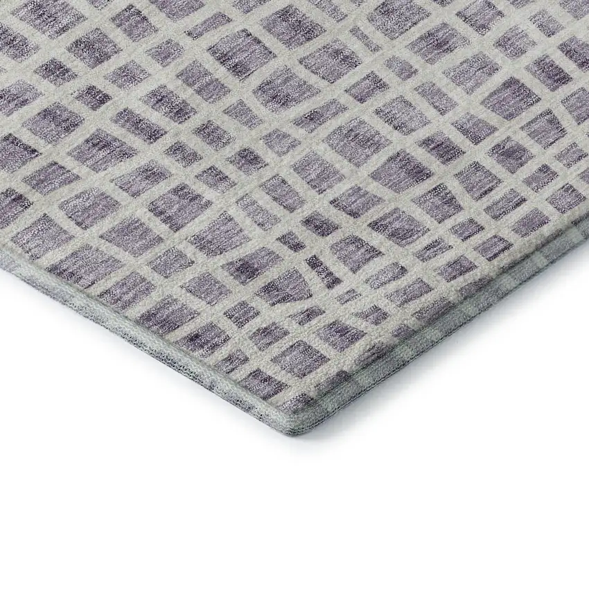 Lilac And Ivory Striped Washable Area Rug With UV Protection Photo 8