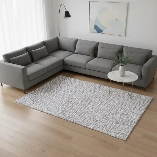 Lilac And Ivory Striped Washable Area Rug With UV Protection Photo 2