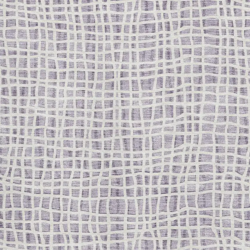 Lilac And Ivory Striped Washable Area Rug With UV Protection Photo 3