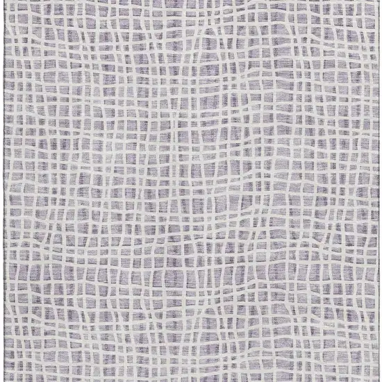 Lilac And Ivory Striped Washable Area Rug With UV Protection Photo 4