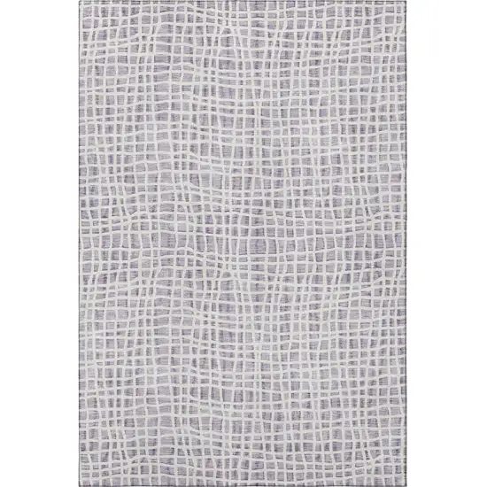 Lilac And Ivory Striped Washable Area Rug With UV Protection Photo 4