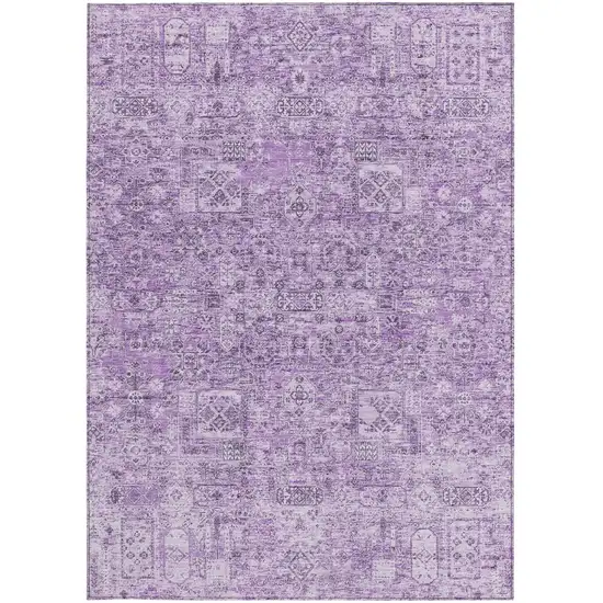 Lilac And Purple Floral Washable Indoor Outdoor Area Rug Photo 5