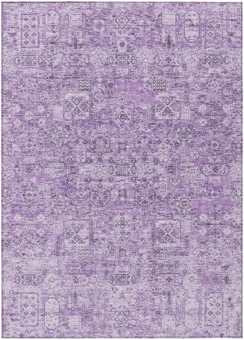 Lilac And Purple Floral Washable Indoor Outdoor Area Rug Photo 2