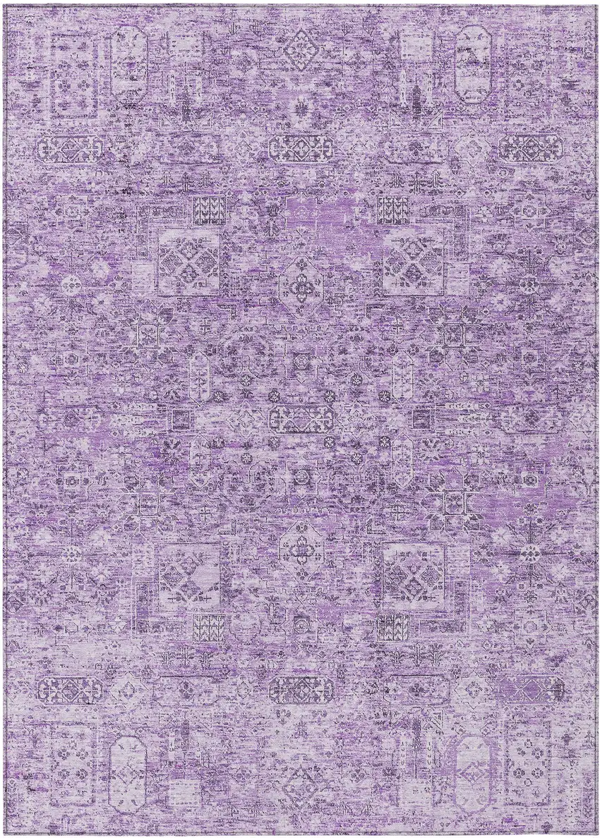 Lilac And Purple Floral Washable Indoor Outdoor Area Rug Photo 2