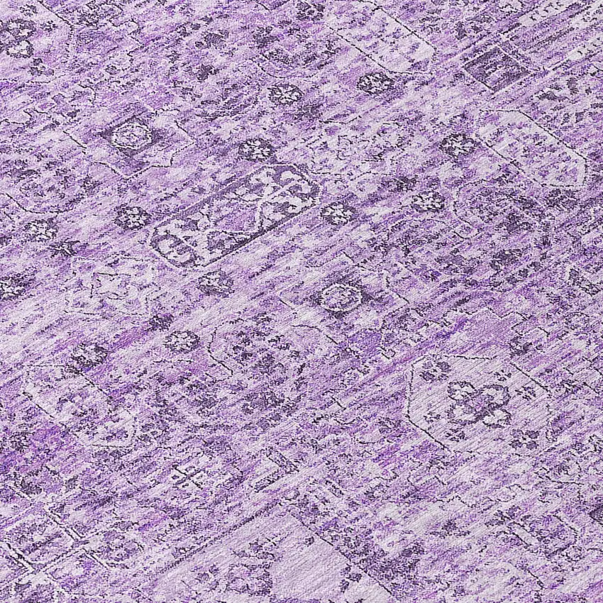 Lilac And Purple Floral Washable Indoor Outdoor Area Rug Photo 6