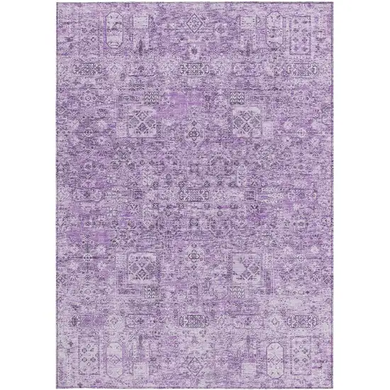 Lilac And Purple Floral Washable Indoor Outdoor Area Rug Photo 3