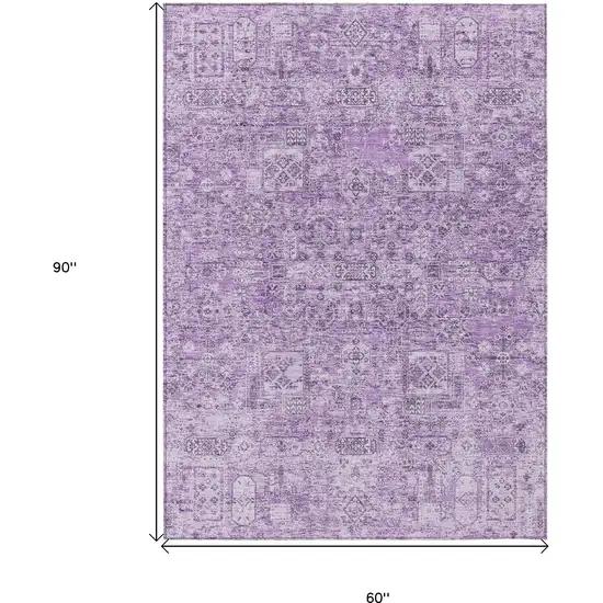 Lilac And Purple Floral Washable Indoor Outdoor Area Rug Photo 8