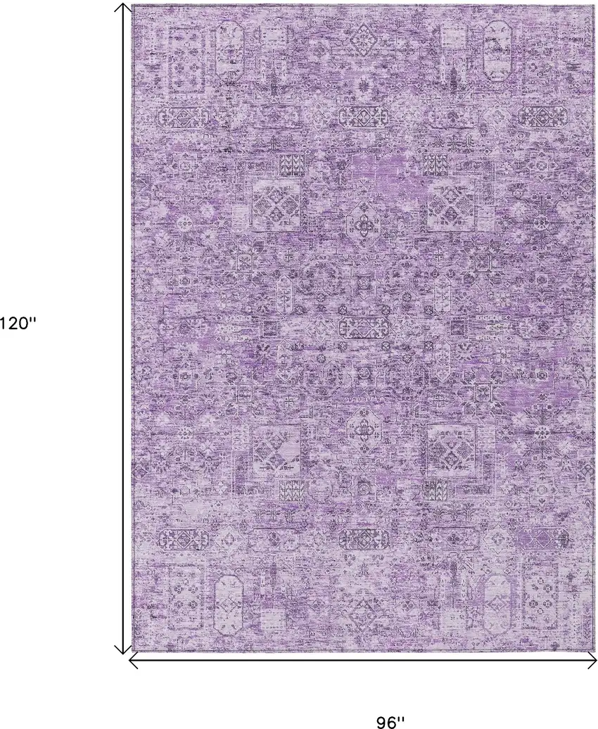 Lilac And Purple Floral Washable Indoor Outdoor Area Rug Photo 3