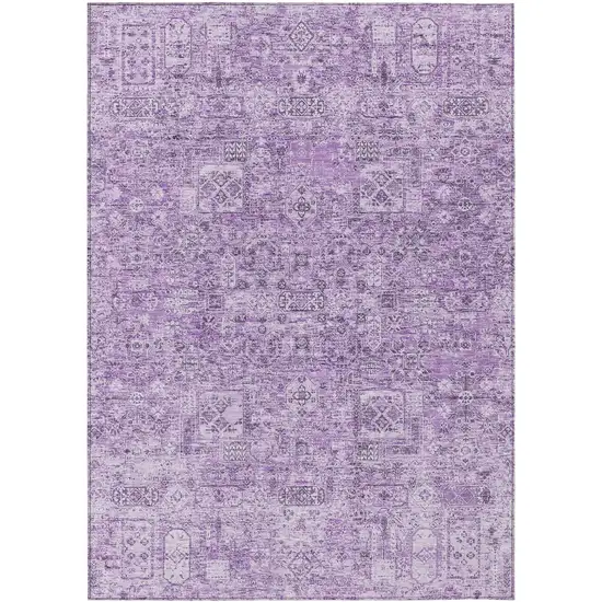 Lilac And Purple Floral Washable Indoor Outdoor Area Rug Photo 2