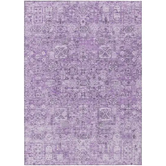 Lilac And Purple Floral Washable Indoor Outdoor Area Rug Photo 2