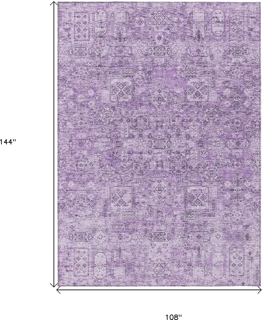 Lilac And Purple Floral Washable Indoor Outdoor Area Rug Photo 3