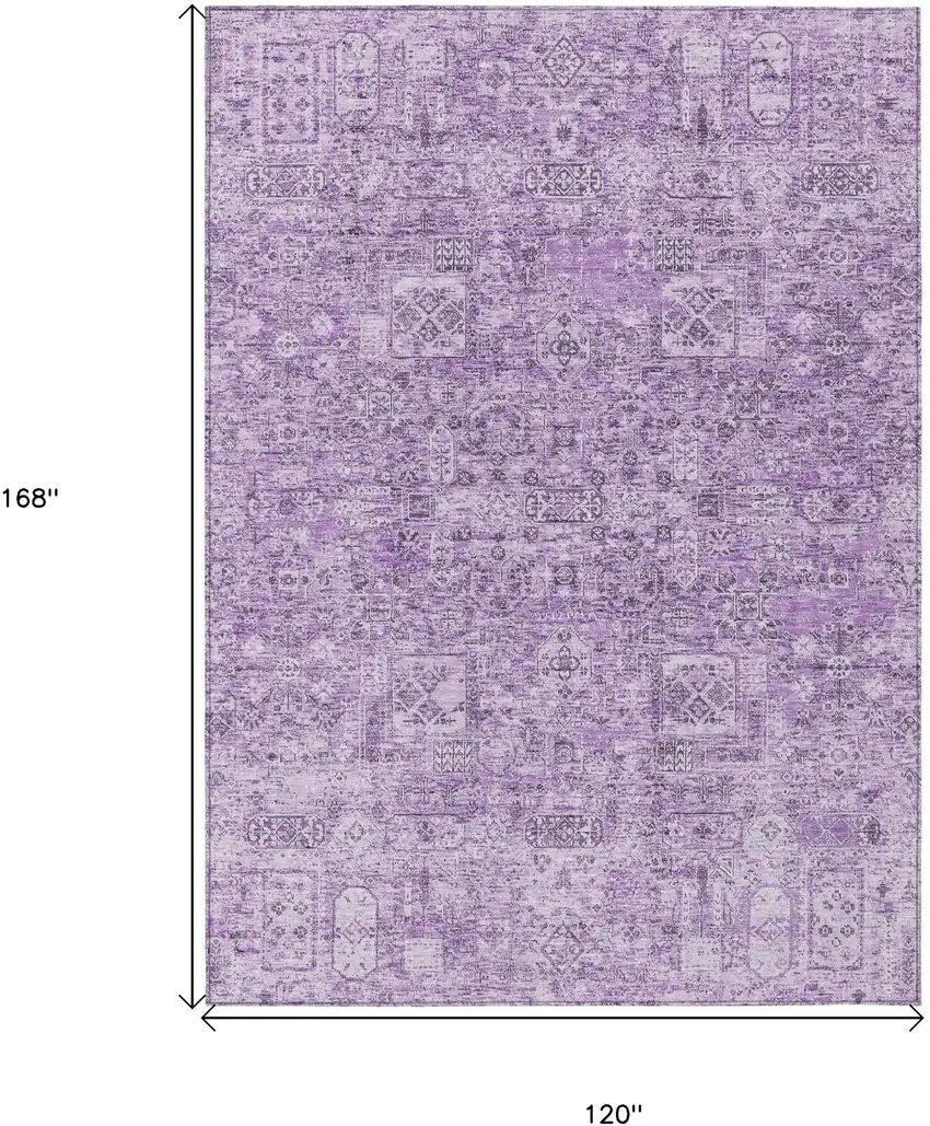 Lilac And Purple Floral Washable Indoor Outdoor Area Rug Photo 3