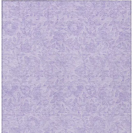 Lilac And Purple Floral Washable Indoor Outdoor Area Rug Photo 6