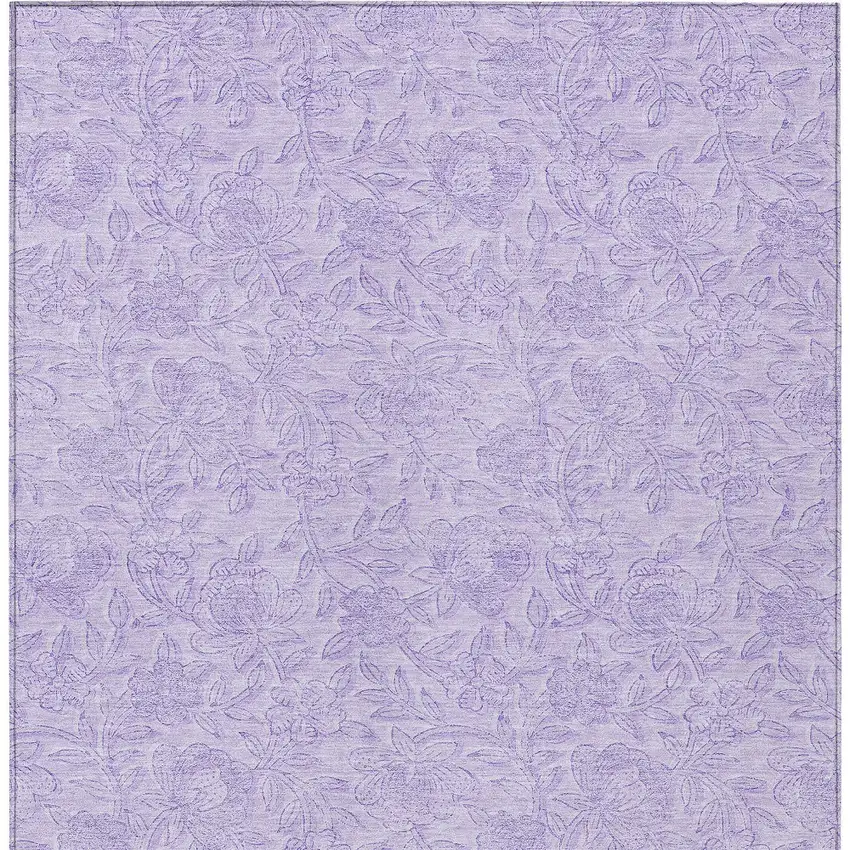 Lilac And Purple Floral Washable Indoor Outdoor Area Rug Photo 6