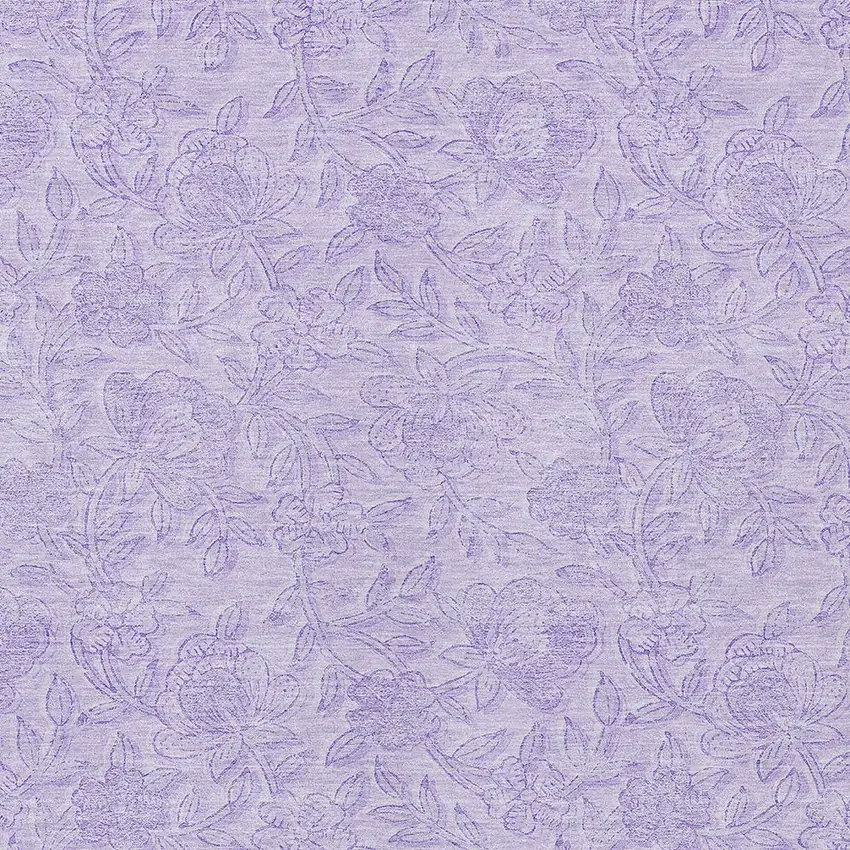 Lilac And Purple Floral Washable Indoor Outdoor Area Rug Photo 5