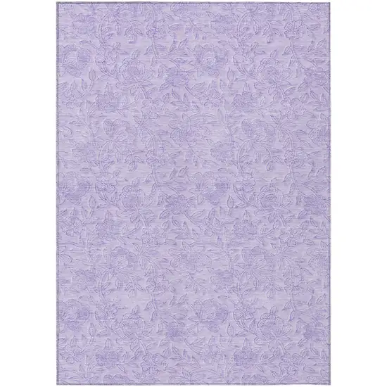 Lilac And Purple Floral Washable Indoor Outdoor Area Rug Photo 2