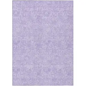 Photo of Lilac And Purple Floral Washable Indoor Outdoor Area Rug