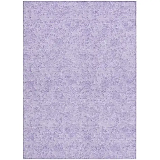 Lilac And Purple Floral Washable Indoor Outdoor Area Rug Photo 6