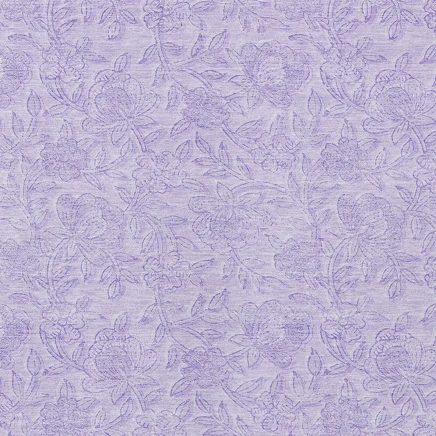 Lilac And Purple Floral Washable Indoor Outdoor Area Rug Photo 5