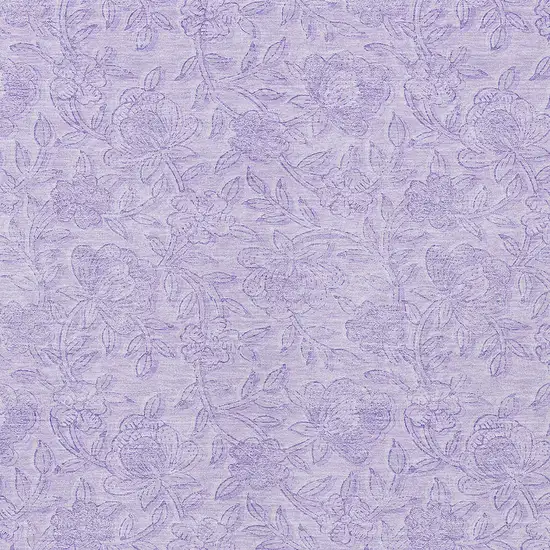 Lilac And Purple Floral Washable Indoor Outdoor Area Rug Photo 5